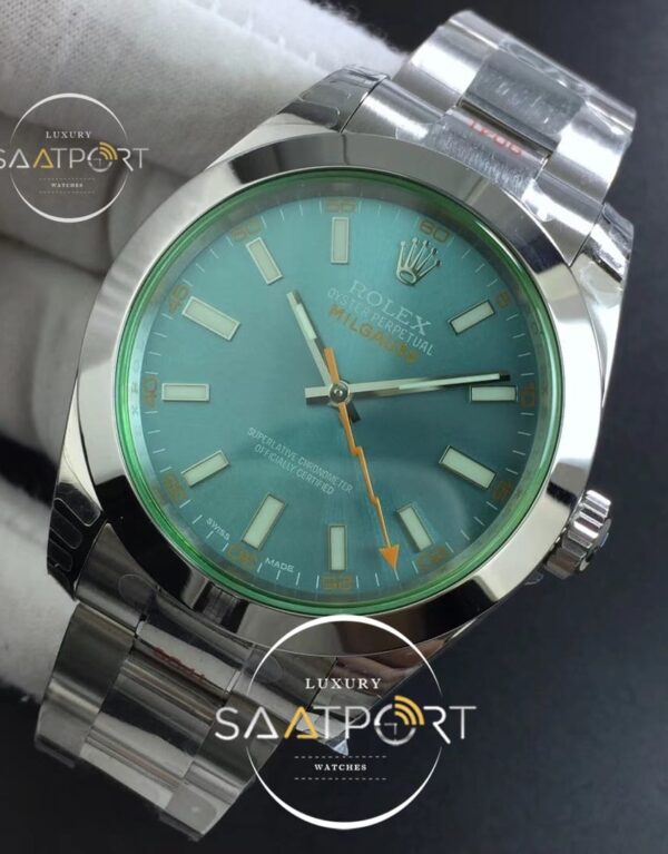 Rolex Milgauss 116400 GV Real Green Sapphire DJF 1-1 Best Edition Blue Dial on Super Clon