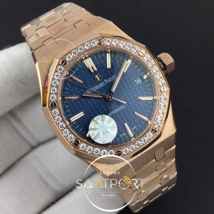 Royal Oak 37mm 15450 RG JF 11 Best Edition Diamonds Bezel Blue Dial on RG Bracelet A3120 V3 (2)