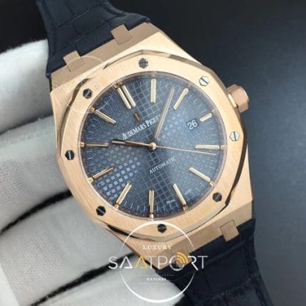Royal Oak 41mm 15400 RG BF 11 Best Edition Blue Textured Dial on Blue Leather Strap A3120 V4 (2)