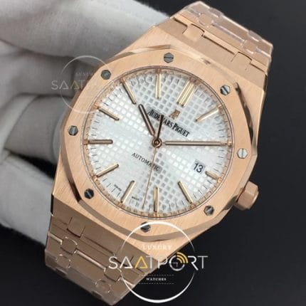 Royal Oak 41mm 15400 RG BF 11 Best Edition Silver Textured Dial on RG Bracelet A3120 V4 (3)