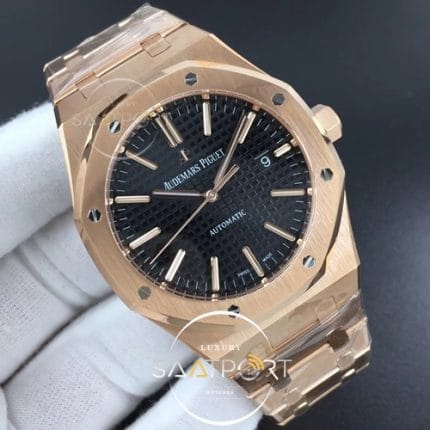 Royal Oak 41mm 15400 RG JF 11 Best Edition Black Textured Dial on RG Bracelet A3120 V5 (2)