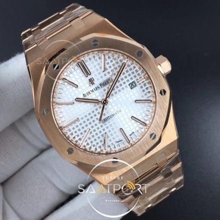 Royal Oak 41mm 15400 RG JF 11 Best Edition White Textured Dial on RG Bracelet A3120 V5 (2)