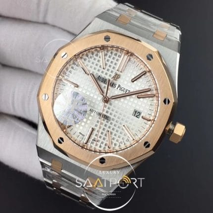 Royal Oak 41mm Two Tone 15400 SSRG JF 11 Best Edition White Textured Dial on SSRG Bracelet A3120 V3 (1 (3)