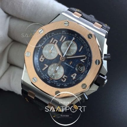 Royal Oak Offshore Bucherer JF Best Edition Two Tone Blue Dial on Black Leather Strap A3126 (3)