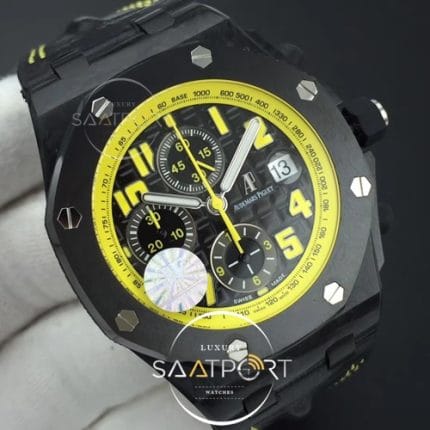 Royal Oak Offshore Bumble Bee Forged Carbon 11 JF Best Edition on Leather Strap A7750 V2 w C (4)