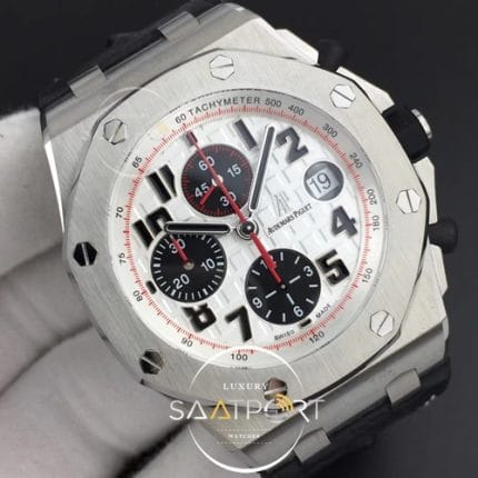 Royal Oak Offshore JF 11 Best Edition Silver Themes on Black Leather Strap A3126 V2 w Cyclops a (4)
