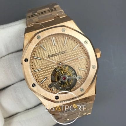 Royal Oak RG Tourbillon Rose Gold Textured Dial on SS Bracelet (2)