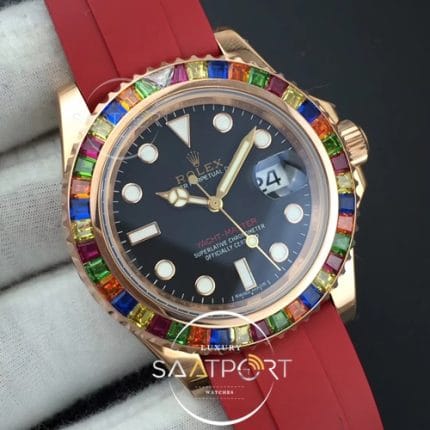 Yacht-Master 40 116695SATS Noob 11 Best Edition 904L Case on Red Rubber Strap (2)
