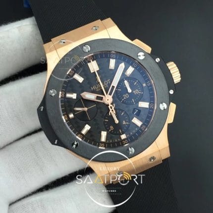 Big Bang 44mm HBBV6 Rose Gold Ceramic 2011 Black CF Dial on Black Rubber Strap HUB4104 (2)
