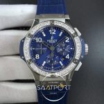 Hublot Big Bang 44mm SS V6F 11 Best Edition Blue Dial Diamonds Bezel on Blue Gummy Strap HUB4104