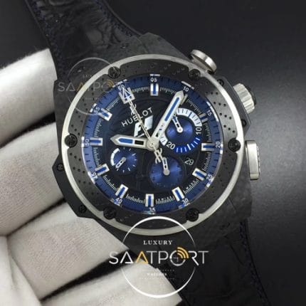 Big Bang Ferrari F1 Carbon Fiber V6F Limited Edition BlackBlue Dial on Black Leather Strap HUB4100 (2)