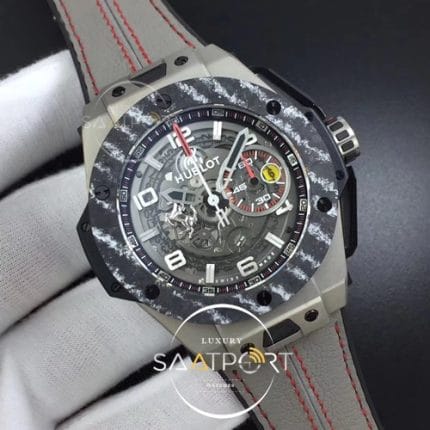 Big Bang Ferrari F4 Titanium Carbon Bezel V6F Best Edition Skeleton Dial on Gray Gummy Strap HUB1288 (2)
