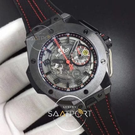 Big Bang Ferrari Unico Black Ceramic V6F Best Edition Skeleton Dial on Black Gummy Strap HUB1288 (2)