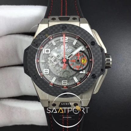 Hublot Big Bang Ferrari Unico Titanium V6F Best Edition Skeleton Dial on Black Gummy Strap HUB1288