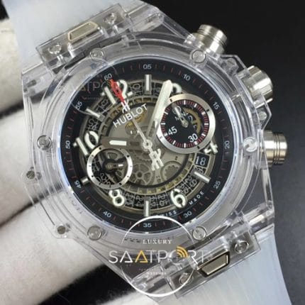 Big Bang Unico Magic Sapphire 45mm HB Maker Best Edition Black Skeleton Dial on Transparent Rubber S (4)