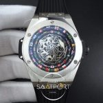 Hublot Big Bang Unico Sang Bleu SS HBF Flags Inner Bezel Skeleton Dial on Black Gummy Strap HUB1213