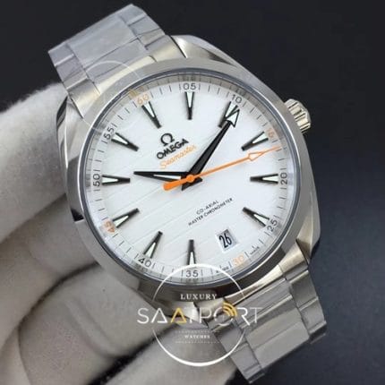 Omega Aqua Terra 150M Master Chronometers VSF White Dial Orange Hand on SS Bracelet A8900 Super Clone (2)