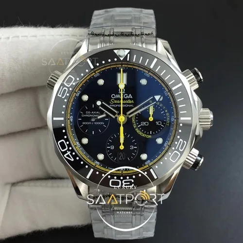 Omega Seamaster 300m Chrono Black Ceramic Bezel Black Dial Yellow Inner Bezel (1)