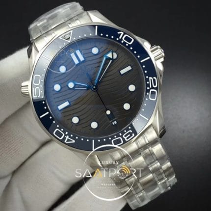 Omega saat 42mm 2018 Seamaster Diver 300M OMF Best Edition Blue Ceramic Gray Dial on SS Bracelet A8800 (2)