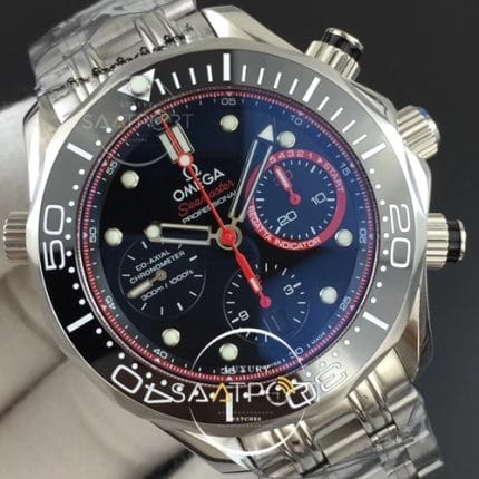 omega Seamaster 300m Chrono ACF Black Ceramic Bezel Black Dial Red Inner Bezel on Brace (4)
