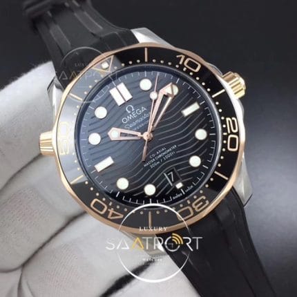 omega saat 2018 Seamaster Diver 300M SSRG VSF 11 Best Edition RG Bezel Black Dial on Black Rubber Strap A8800 (2)