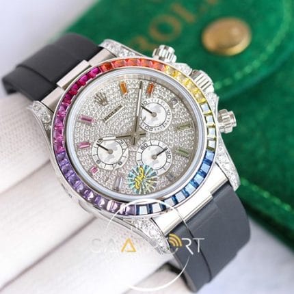 Eta saat rolex rainbow gümüş full baget 4130 eta mekanizma (4)