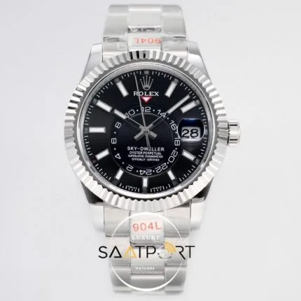 Rolex Sky-Dweller 42mm Siyah Kadran 904L Çelik Super Clone 9001 ETA