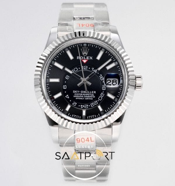 Rolex Sky-Dweller 42mm Siyah Kadran 904L Çelik Super Clone 9001 ETA