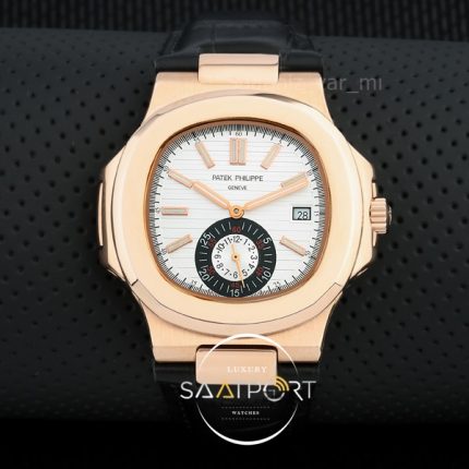 Patek Philippe Nautilus Gold Otomatik Kol Saati Deri Kordon