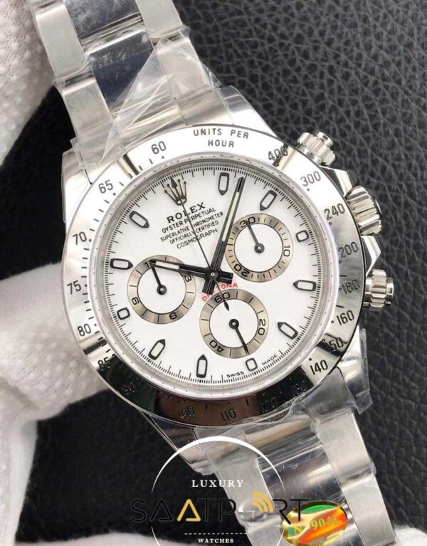 Rolex Daytona Noob V4 4130 Eta Mekanizma Gümüş Kasa swiss eta saat