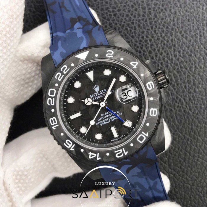 Rolex Karbon Saat Mavi Kasa Gmt Master Eta Saat Swiss Super Clon 3186 Eta Mekanizma