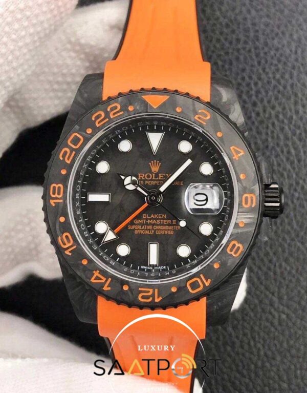 Rolex Karbon Saat orange Kasa Gmt Master Eta Saat Swiss Super Clon 3186 Eta Mekanizma