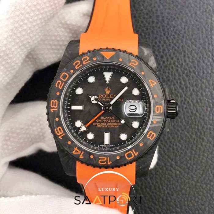 Rolex Karbon Saat orange Kasa Gmt Master Eta Saat Swiss Super Clon 3186 Eta Mekanizma