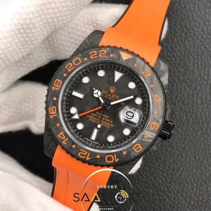 Rolex Karbon Saat orange Kasa Gmt Master Eta Saat Swiss Super Clon 3186 Eta Mekanizma (2)