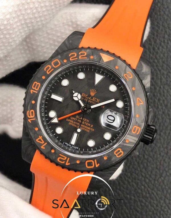 Rolex Karbon Saat orange Kasa Gmt Master Eta Saat Swiss Super Clon 3186 Eta Mekanizma (2)