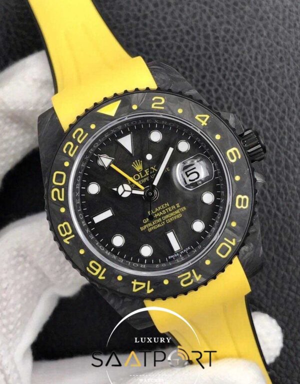 Rolex Karbon Saat sarı Kasa Gmt Master Eta Saat Swiss Super Clon 3186 Eta Mekanizma (2)