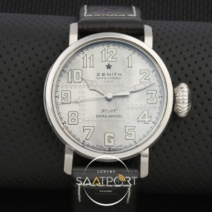 Zenith Pilot Montre D'Aeronef Type 45 mm Gümüş kasa zenith saatler