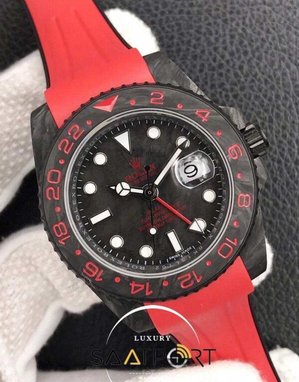 rolex karbon saat kırmızı kasa gmt master eta saat swiss super clon 3186 eta mekanizma (1)