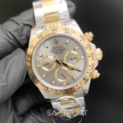 Rolex Saat Otomatik Daytona Gri Kadran Gold Bezel Çelik Kordon