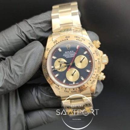 Rolex Saat Otomatik Daytona Koyu Mavi Kadran Gold Çelik Kasa