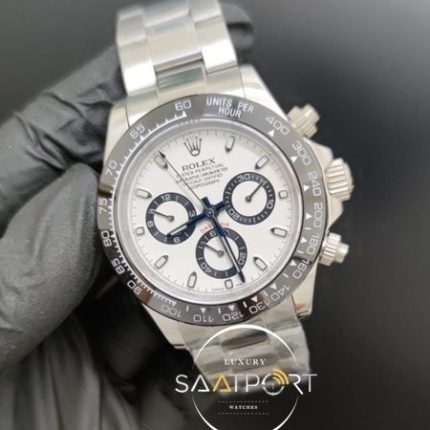 Rolex Saat Otomatik Daytona Seramik Bezel Beyaz Kadran Çelik Kasa