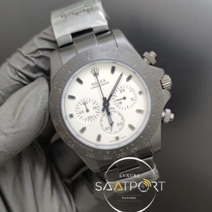 Rolex Saat Otomatik Mekanizma Daytona Beyaz Kadran Siyah Çelik Kasa