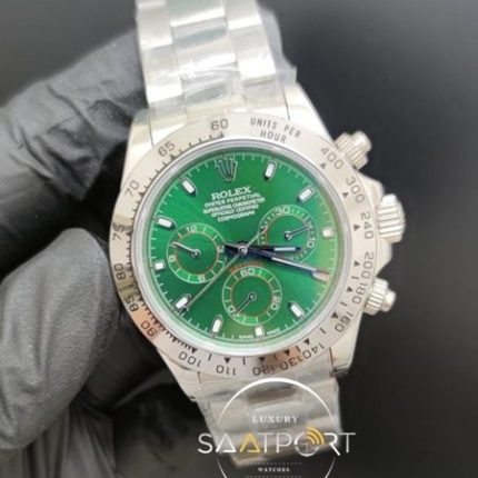 Rolex Saat 40mm Daytona Yeşil Kadran Çelik Kasa Otomatik Mekanizma