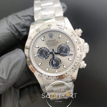 Rolex Saat 40mm Daytona Gri Kadran Çelik Kasa Otomatik Mekanizma