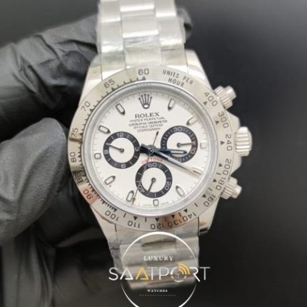 Rolex Saat 40mm Daytona Çelik Kasa Beyaz Kadran Otomatik Mekanizma