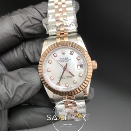 Rolex Datejust Taşlı Kadran Tırtıklı Gold Bezel Jubile Kordon Otomatik Mekanizma