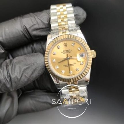 Rolex Datejust Taşlı Gold Kadran Tırtıklı Bezel Jubile Kordon Otomatik Mekanizma