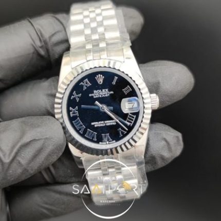 Rolex Datejust Roma Rakamlı Siyah Kadran Tırtıklı Bezel Jubile Kordon Otomatik Mekanizma