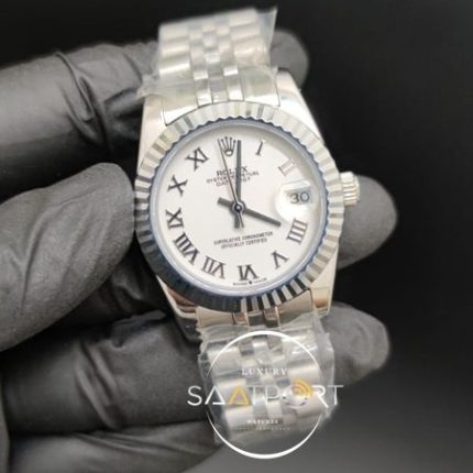 Rolex Datejust Roma Rakamlı Kadran Tırtıklı Bezel Çelik Jubile Kordon Otomatik Mekanizma