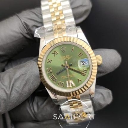 Rolex Datejust Roma Rakamlı Taşlı Yeşil Kadran Jubile Kordon Otomatik Mekanizma